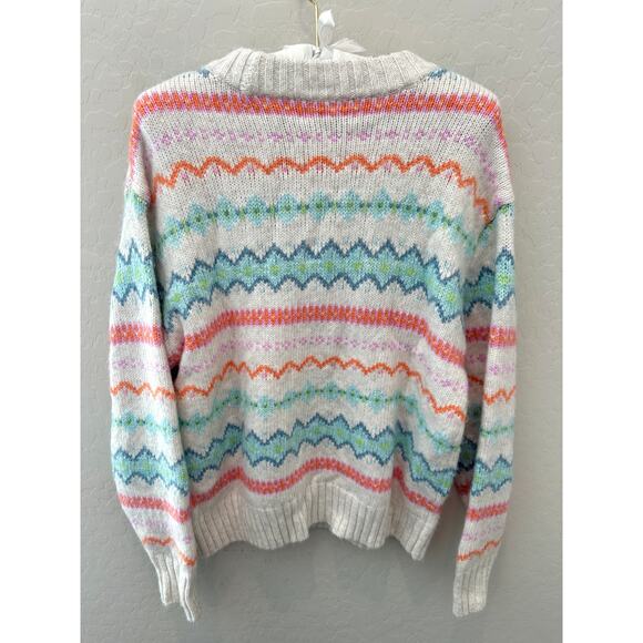 AMERICAN EAGLE | Fair Isle Knit Sweater White Multicolor Striped NWT | Small - Picture 4 of 8